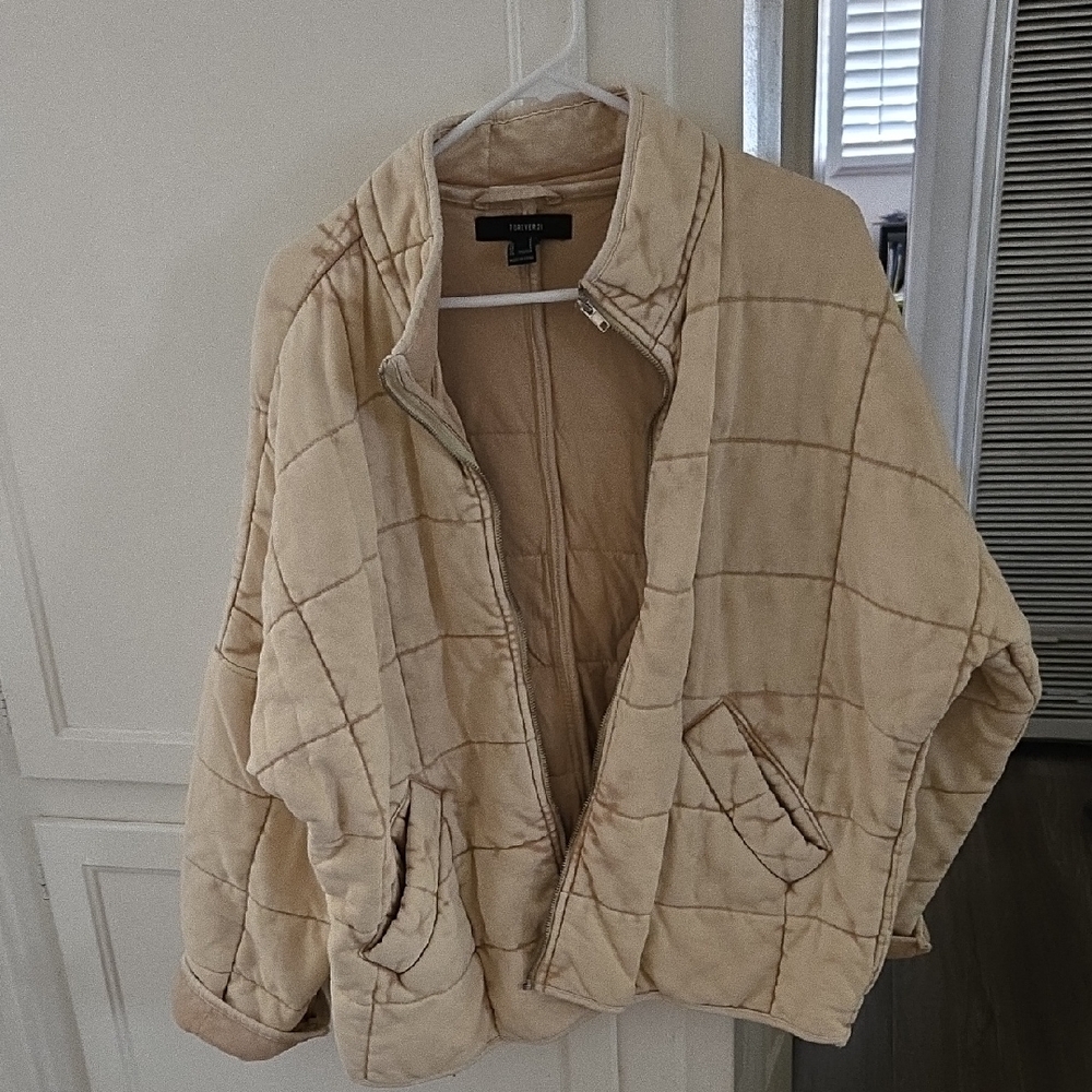 Forever 21 Cream Quilted Jacket
